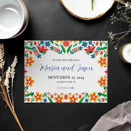 mexikanische Blumenfarben Botanische Blume Hochzei Save The Date