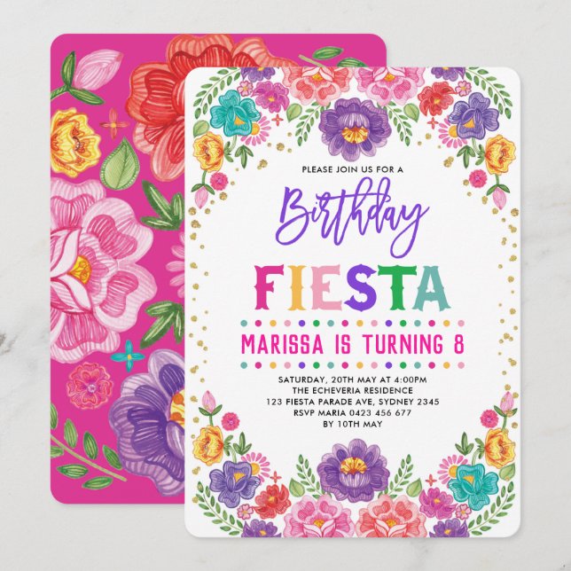 Mexikanische Blumenfiesta Nacho Durchschnittliche  Einladung (Vorne/Hinten)