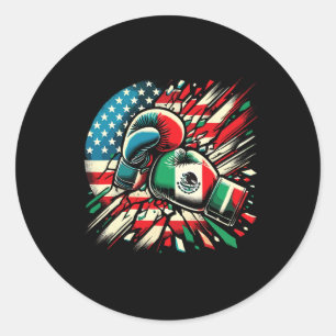 Mexikanische Boxhandschuhe mit amerikanischer Flag Runder Aufkleber