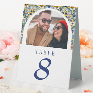Mexikanische bunte Fliesenbogen-Hochzeitstischkart Tischaufsteller