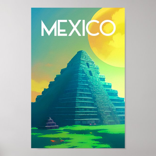 Mexikanische Bürgermeisterpyramide Ai art Poster (Vorne)