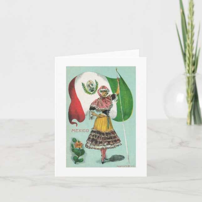 Mexikanische Dame u. Flagge-Früh 1900's Karte (Vorderseite)