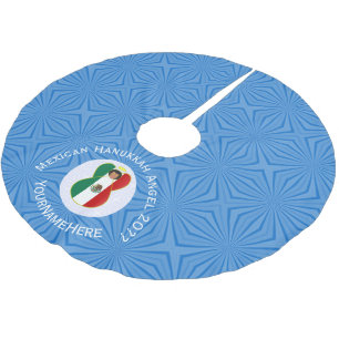 Mexikanische Engel Chanukka-Flagge Personalisiert  Polyester Weihnachtsbaumdecke