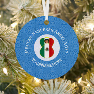 Mexikanische Engel Hanukkah-Flagge Personalisiert  Ornament Aus Metall