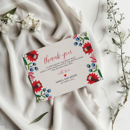 mexikanische farbenfrohe botanische Hochzeit Dankeskarte
