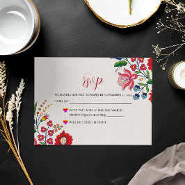 mexikanische farbenfrohe botanische Hochzeit RSVP Karte