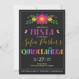 mexikanische farbenfrohe Fiesta Quinceañera Einlad Einladung