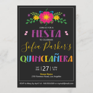 mexikanische farbenfrohe Fiesta Quinceañera Einlad Einladung