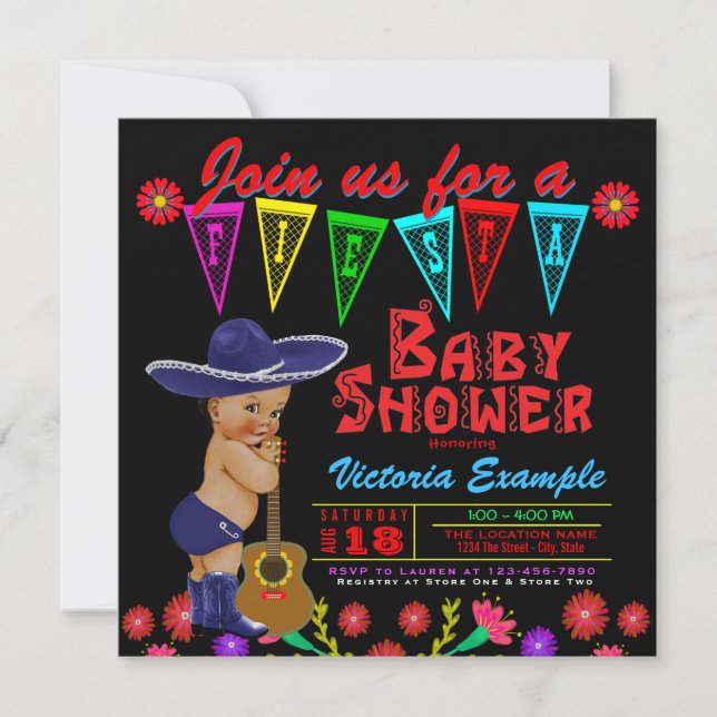 Mexikanische Fiesta Baby Shower Einladungen (Vorderseite)