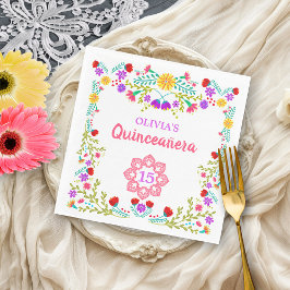 Mexikanische Fiesta-Blume in Quinceanera 15. Gebur Serviette