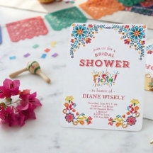 Mexikanische Fiesta-Blumen-Hochzeitsdusche-Einladu