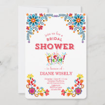 Mexikanische Fiesta-Blumen-Hochzeitsdusche-Einladu
