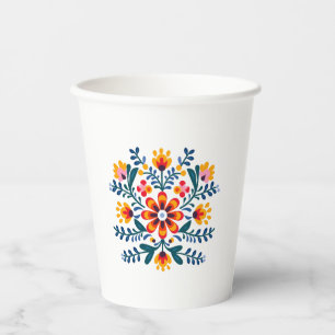 Mexikanische Fiesta Blumen Party Teller aus Papier Pappbecher
