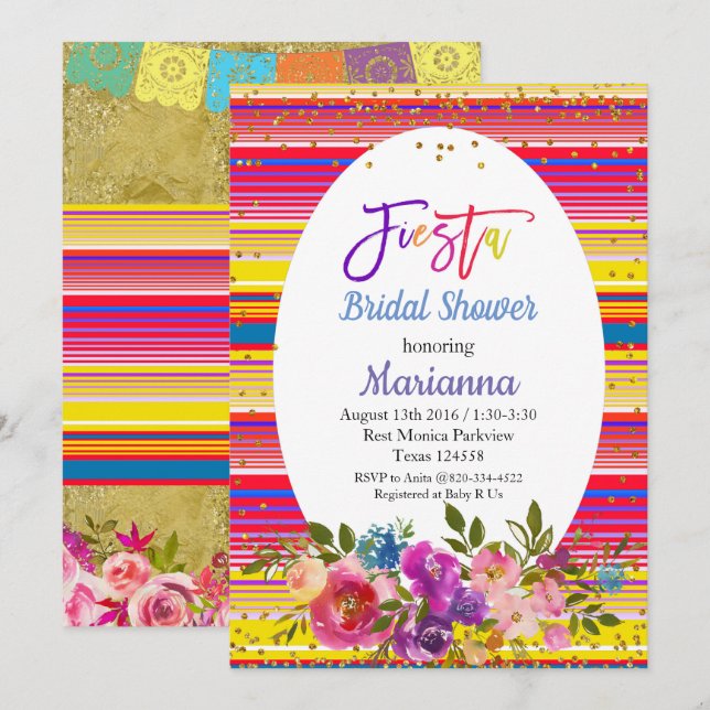 Mexikanische Fiesta-Brautparty-Party Einladung (Vorne/Hinten)