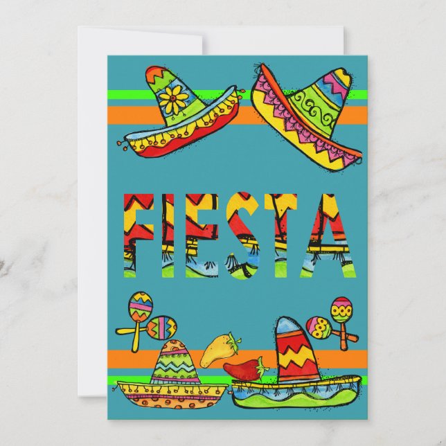 Mexikanische Fiesta Cinco de Mayo Einladungen Aqua (Vorderseite)