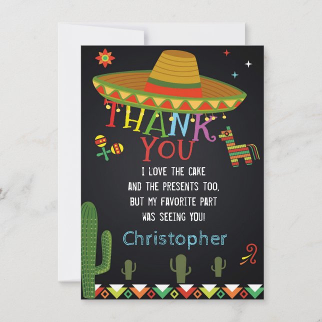 MEXIKANISCHE FIESTA DANKEN IHNEN ZU KARDIEREN DANKESKARTE (Vorderseite)