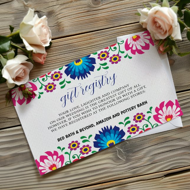 Mexikanische Fiesta-farbenfrohe botanische Hochzei Begleitkarte (Mexican Fiesta Colorful Floral Botanical Wedding Enclosure Card)