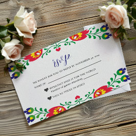 Mexikanische Fiesta-farbenfrohe botanische Hochzei RSVP Karte