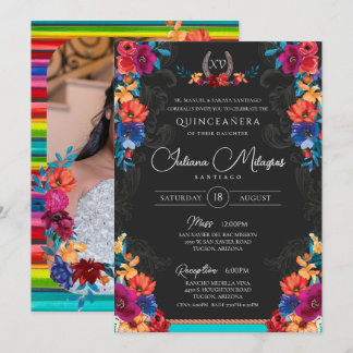 Mexikanische Fiesta Flora Fügen Sie Ihr Foto Quinc Einladung
