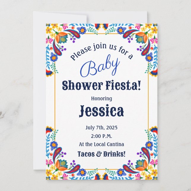 Mexikanische Fiesta Floral Baby Dusche Einladung (Vorderseite)