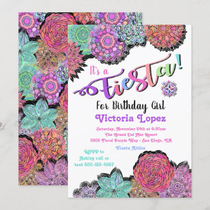 Mexikanische Fiesta Floral Mandala Geburtstagspart Einladung