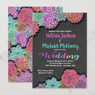 Mexikanische Fiesta Floral Mandala Hochzeitseinlad Einladung