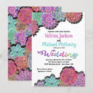 Mexikanische Fiesta Floral Mandala Hochzeitseinlad Einladung