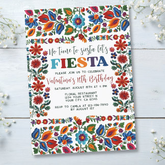 Mexikanische Fiesta Folk Art Floral Stickerei Gebu Einladung
