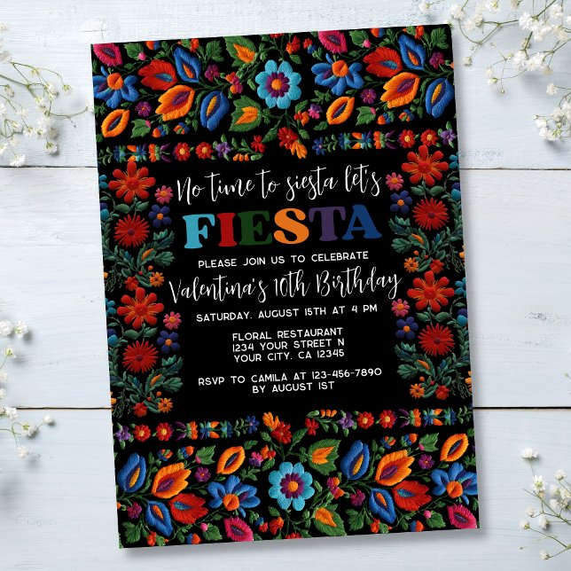 Mexikanische Fiesta Folk Art Floral Stickerei Gebu Einladung (Von Creator hochgeladen)