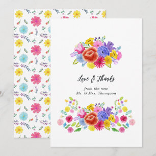 Mexikanische Fiesta Folk Art Floral Wedding Dankeskarte
