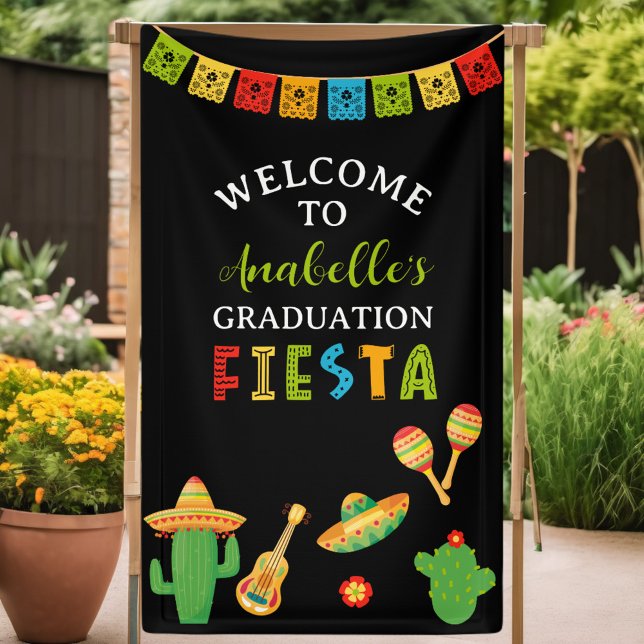 Mexikanische Fiesta Graduation Party Schwarz Willk Banner (Von Creator hochgeladen)