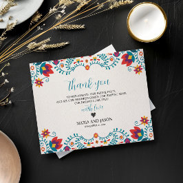 Mexikanische Fiesta-Hochzeit mit bunten Botanische Dankeskarte