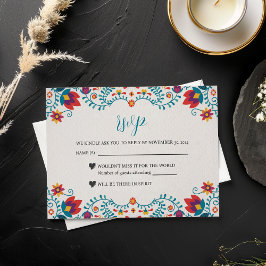 Mexikanische Fiesta-Hochzeit mit bunten Botanische RSVP Karte