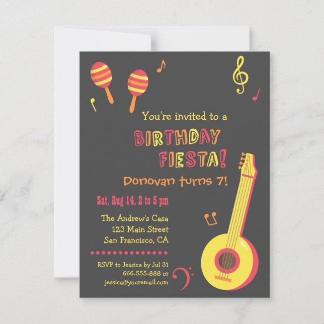 Mexikanische Fiesta-Kindergeburtstag-Party Einladu Einladung (Vorderseite)