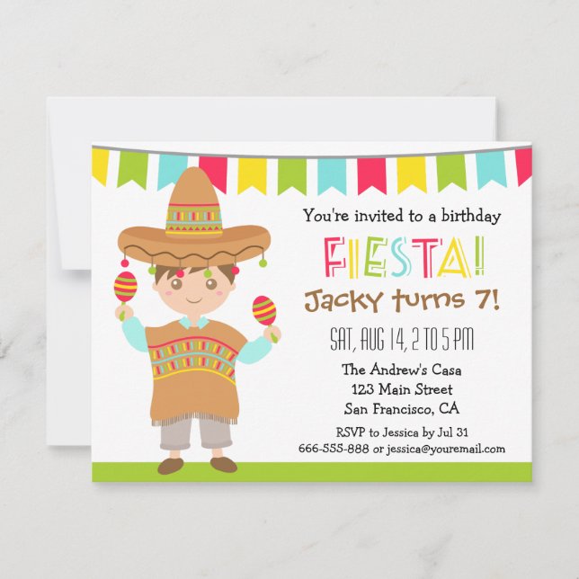 Mexikanische Fiesta-Kindergeburtstag-Party Einladung (Vorderseite)