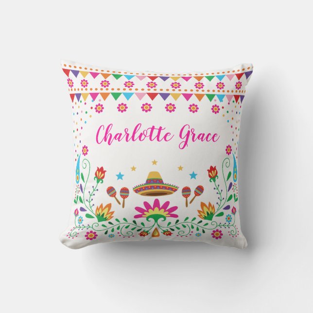 Mexikanische Fiesta/mexikanischer BlumenSenorita Kissen (Vorderseite)