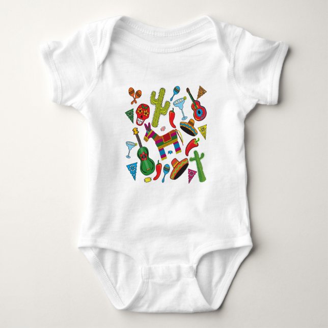 Mexikanische Fiesta-Party-Bilder Baby Strampler (Vorderseite)