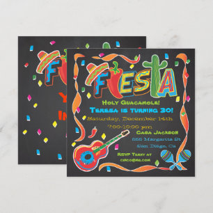 Mexikanische Fiesta-Party Einladung an der Tafel