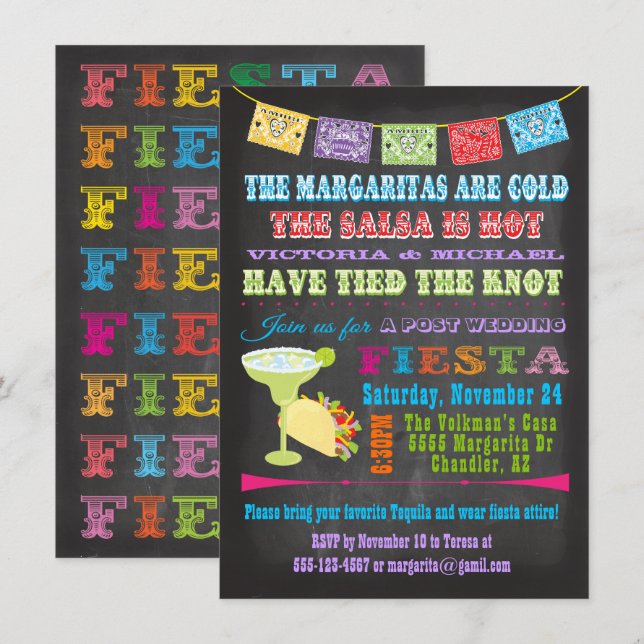 Mexikanische Fiesta Post Hochzeit Einladung (Vorne/Hinten)