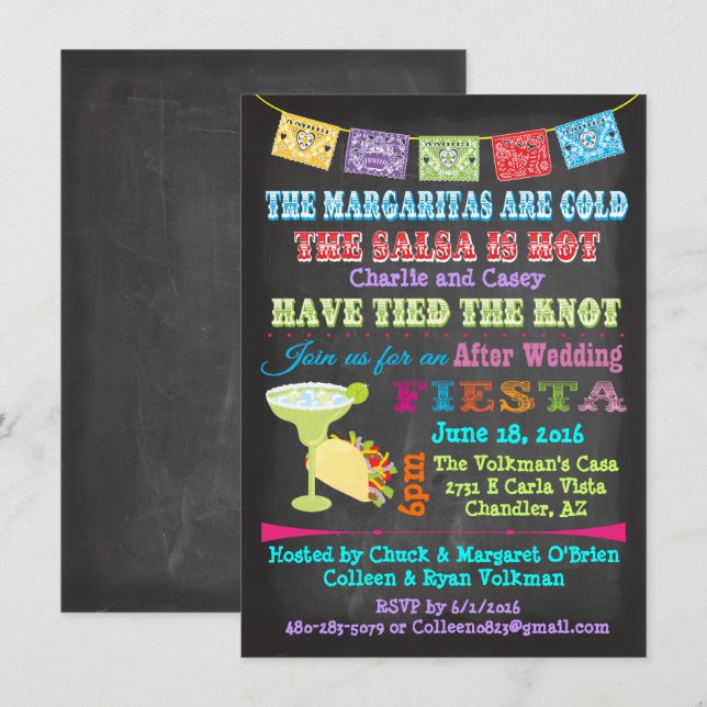 Mexikanische Fiesta Post Hochzeit Einladung (Vorne/Hinten)