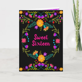 Mexikanische Fiesta Schwarz-Rosa Sweet 16 Einladung