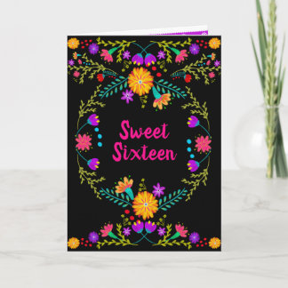 Mexikanische Fiesta Schwarz-Rosa Sweet 16 Einladung