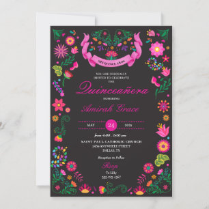 Mexikanische Fiesta Stickerei Quinceañera Einladun Einladung