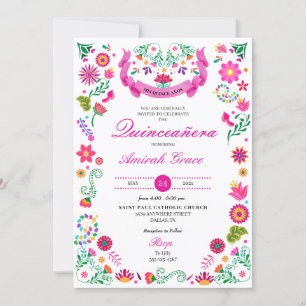 Mexikanische Fiesta Stickerei Quinceañera Einladun Einladung
