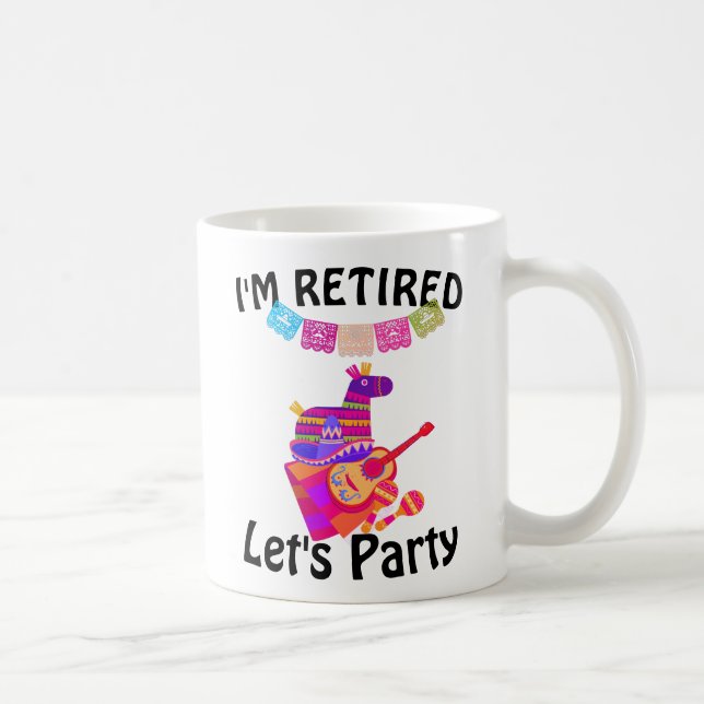 Mexikanische Fiesta-Style-Ruhestandsfeier-Piñata Kaffeetasse (Rechts)
