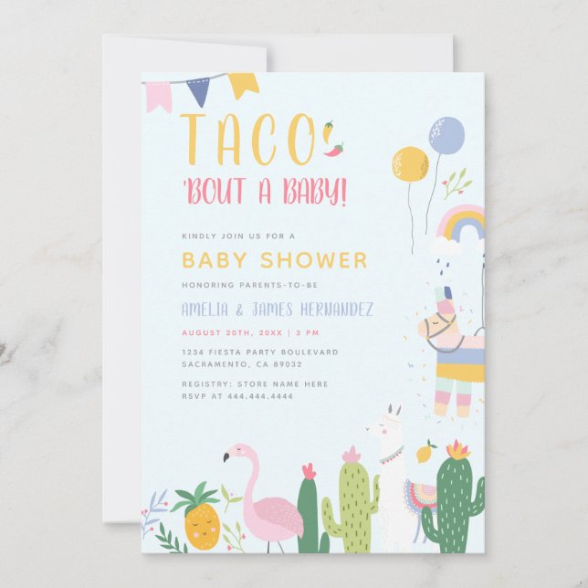 Mexikanische Fiesta Taco Bout A Baby Couple's Dusc Einladung (Vorderseite)