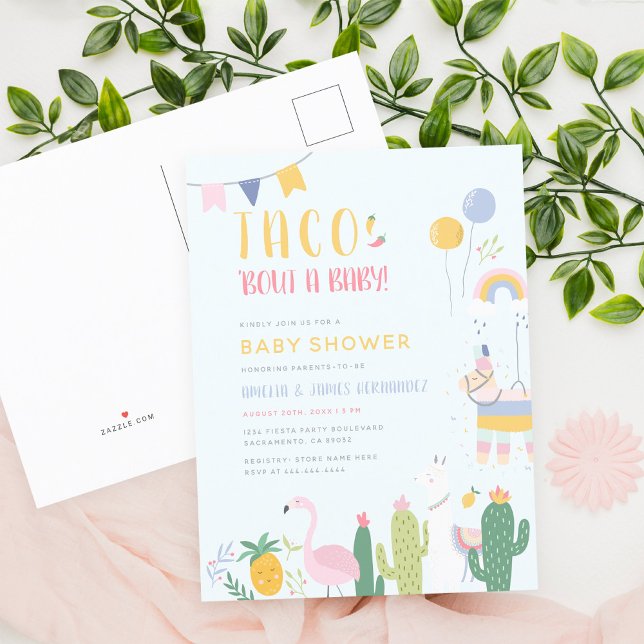 Mexikanische Fiesta Taco Bout A Baby Couple's Dusc Einladungspostkarte (Von Creator hochgeladen)