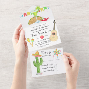 Mexikanische Fiesta-Taco-Hochzeit/Paar-Baby- Showe All In One Einladung