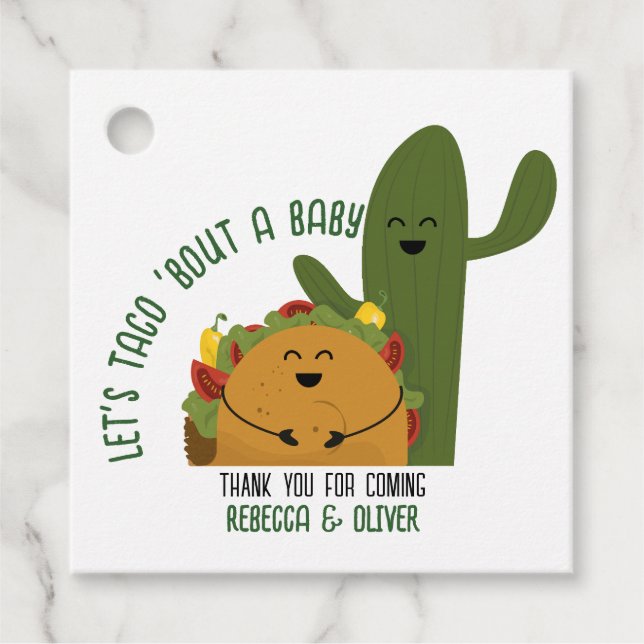 Mexikanische Fiesta-Taco-Paare Babydusche Geschenkanhänger (Vorderseite)