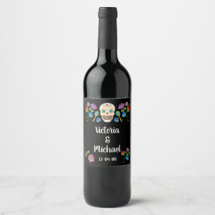 Mexikanische Fiesta Zucker Stickereien Weinetikett